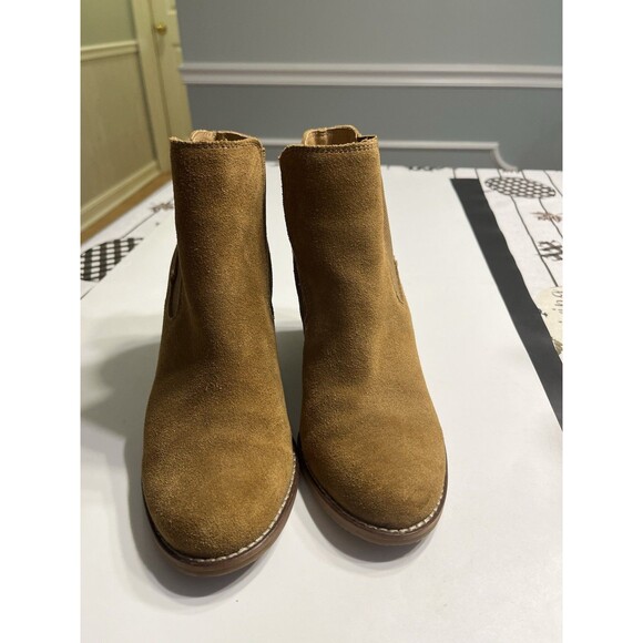 Lucky Brand Yamina Booties Wedge Tan Brown Leather Suede Women’s Sz 7M - Picture 5 of 12
